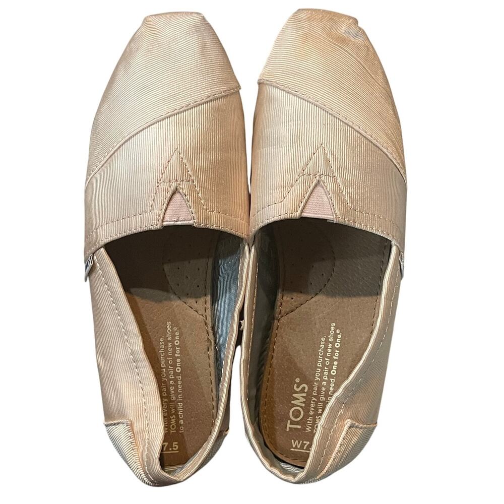Tom's Slip On Pale Pink Rose Satin like 7.5 Shoes Shimmer